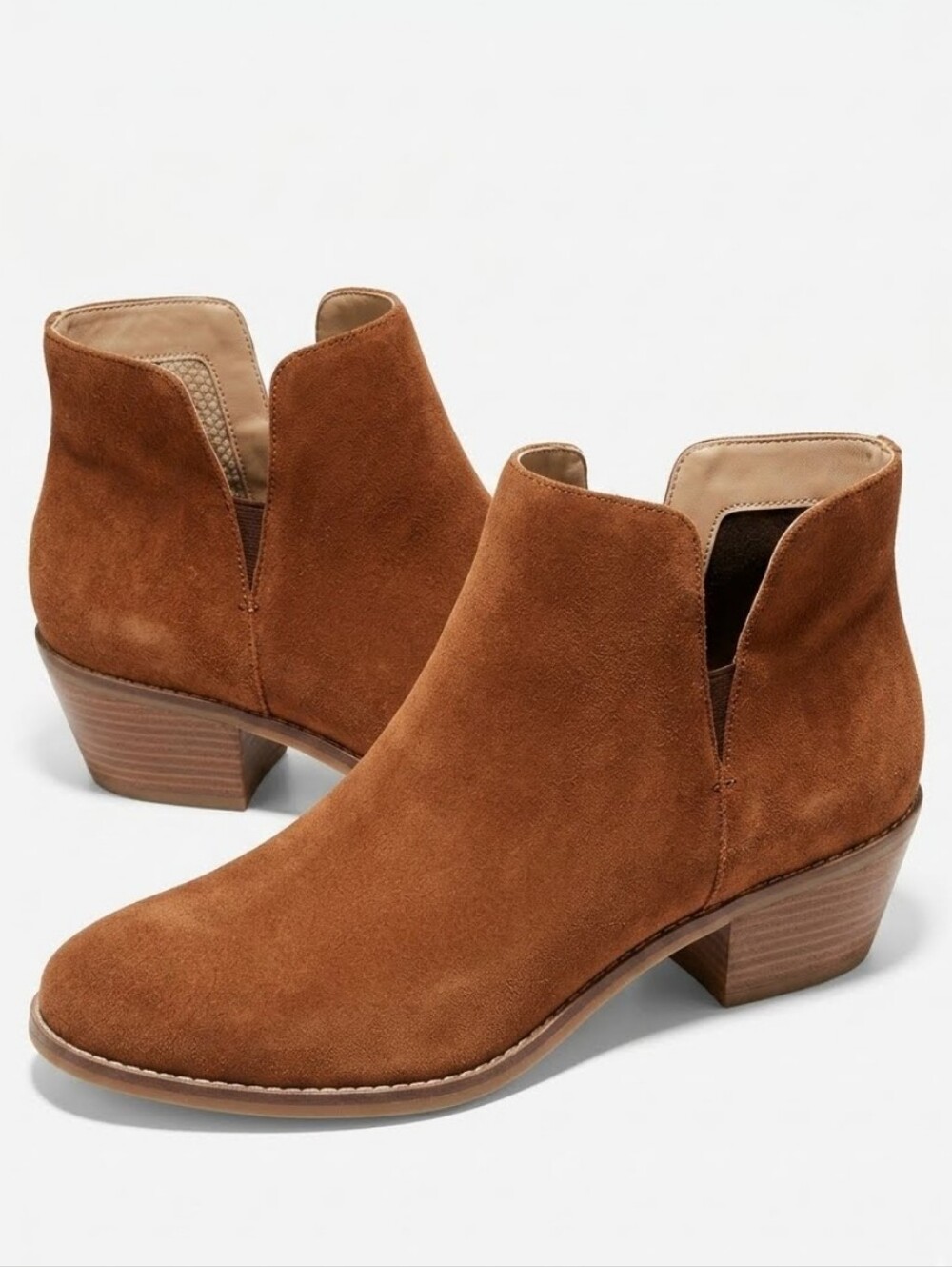 Cole Haan Suede Ankle Booties in Chestnut Brown